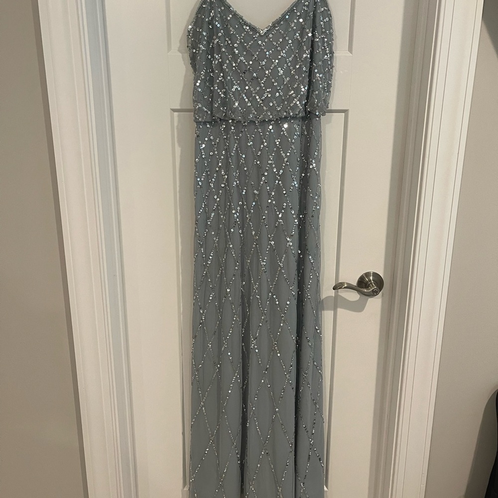 Adrianna Papell Sequinned Dress in Blue Heather